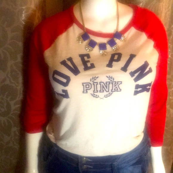 PINK Victoria's Secret Tops - Victoria Secret Pink red ,white & blue 3/4 sleeve